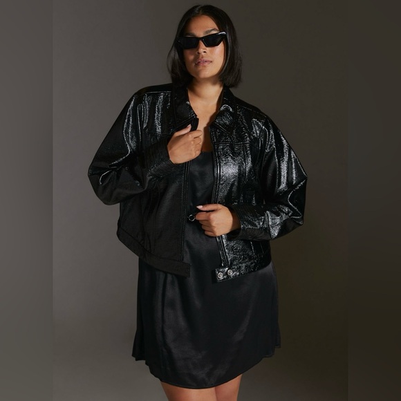 Maeve Jackets & Blazers - Anthropologie Maeve Crinkle Leather Moto Jacket - Size 2x